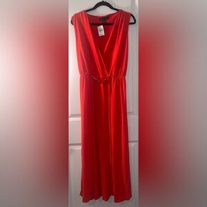 Ashley Stewart Flame orange dress with a gold chain Size 10